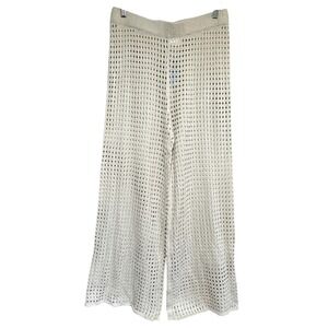 Cha Cha Crochet Mesh Pants Women XL Wide Leg Open Knit Beach Resort Festival NEW